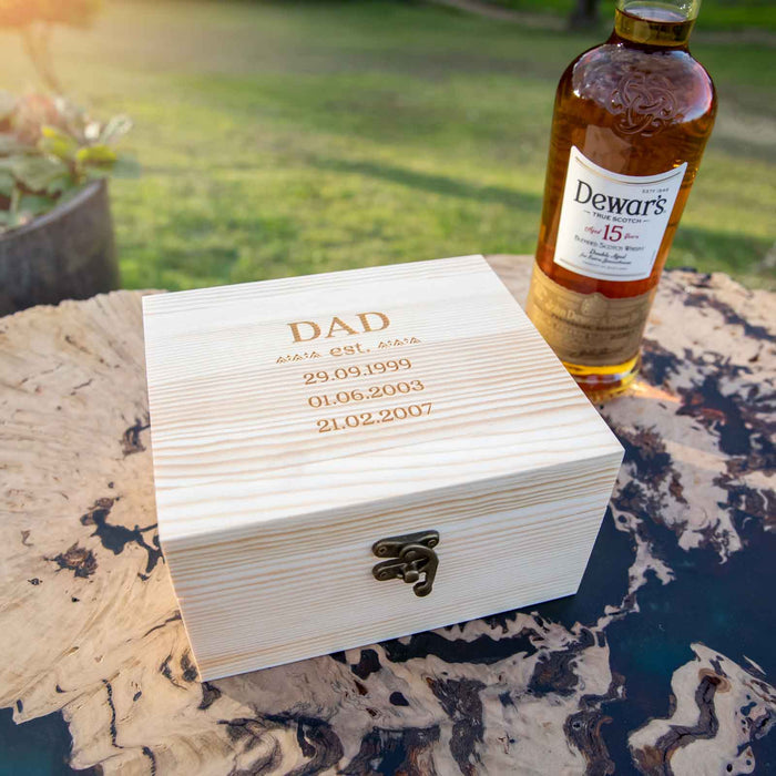 Engraved Father's Day Wooden Gift Boxed Scotch Glass and Whiskey Stone Set