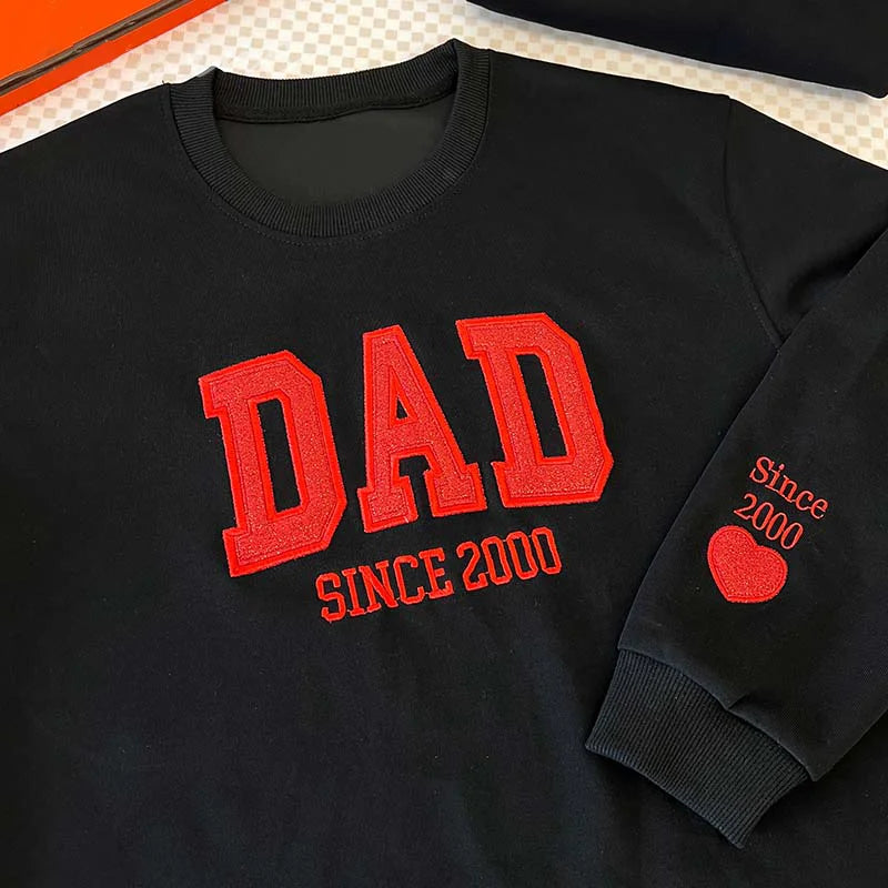 Custom Embroidered Glitter Vinyl DAD Sweatshirt-Gift For Dad & Grandpa-Father's Day