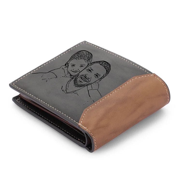 Personalized 1 Name & 1 Photo Men's Leather Folding Wallet "This Awesome Dad Belongs To" Father's Day Gifts