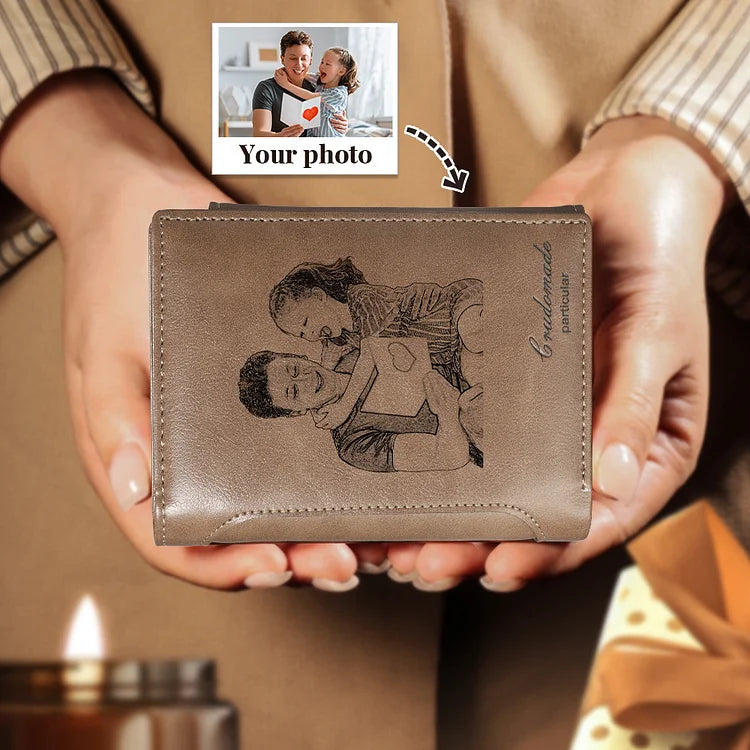 Men's Photo Custom Wallet Brown Personalized Gifts - For Fathers