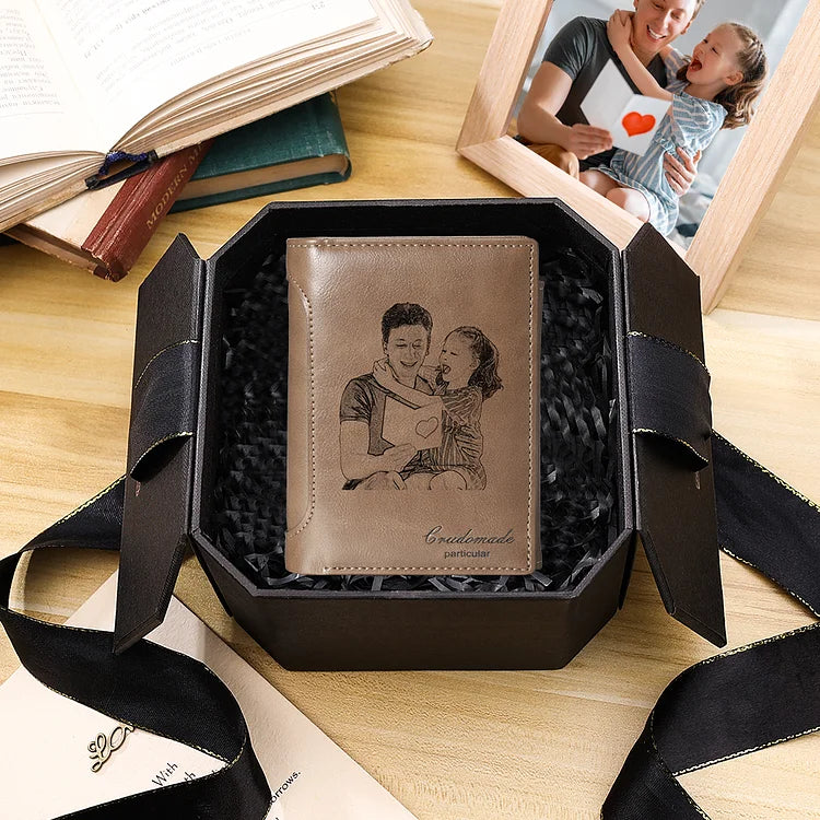 Men's Photo Custom Wallet Brown Personalized Gifts - For Fathers