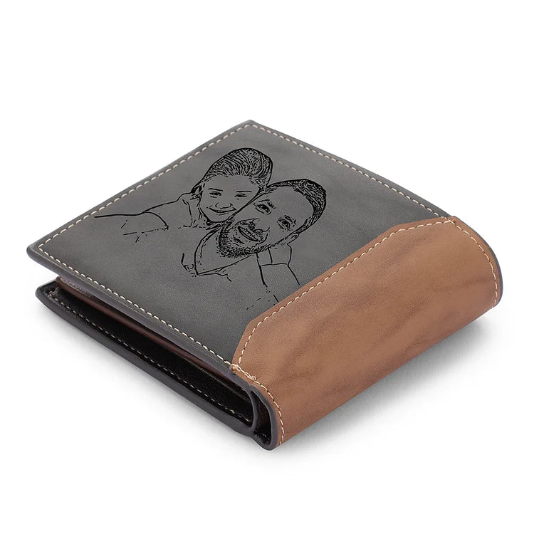 Personalized 4 Names & 1 Photo Wallet Men's Leather Folding Wallet "This Awesome Dad Belongs To" Father's Day Gifts