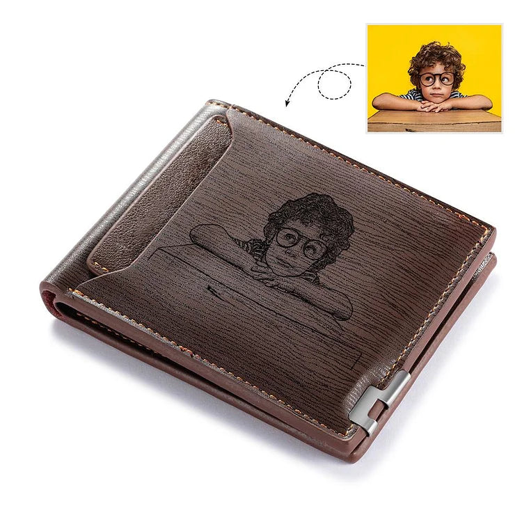 Men Wallet Personalized Photo Wallet With Engraving Coffee Color