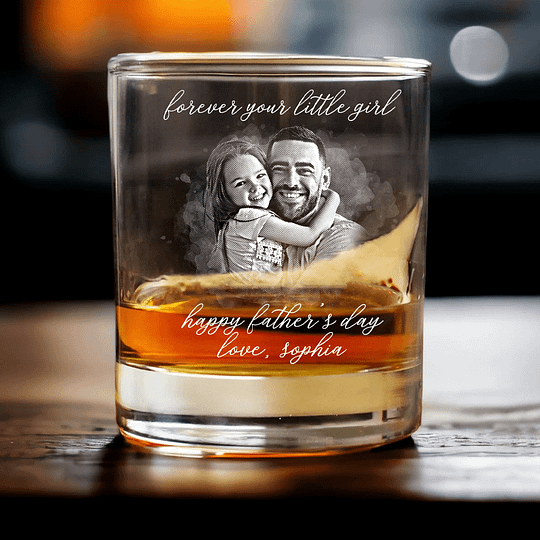 Custom Photo Forever Your Little Girl & Dad Happy Father's Day Rock Glass