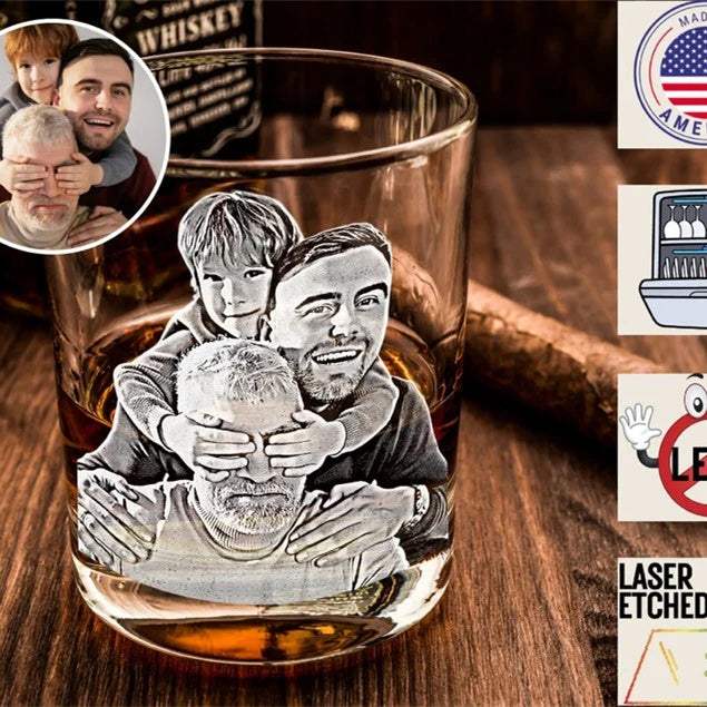 Custom Photo Whiskey Glass, Personalized Unique Barware Gifts for Him