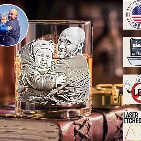 Custom Photo Whiskey Glass, Personalized Unique Barware Gifts for Him