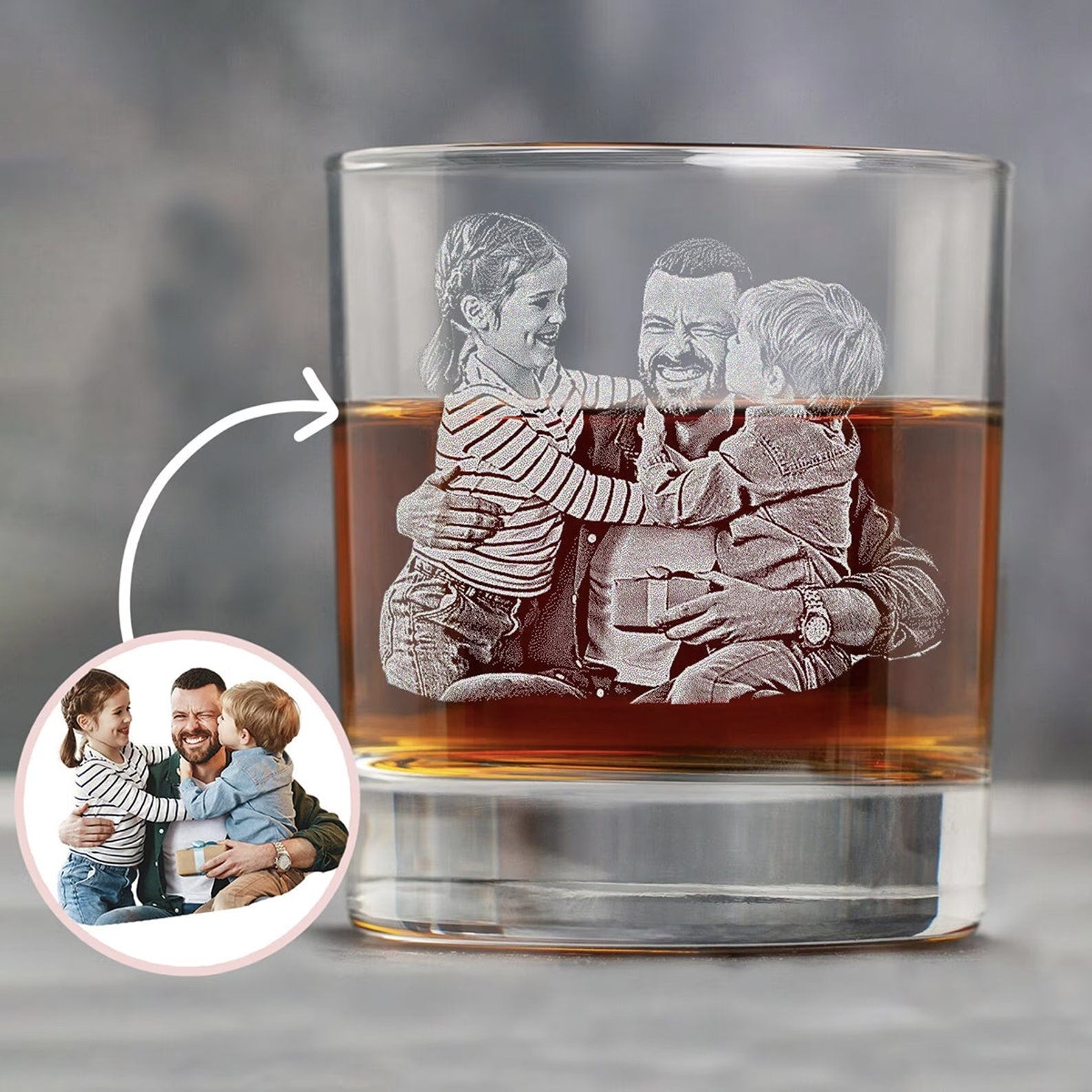 Custom Picture Rocks glass Father's day personalized whiskey glass