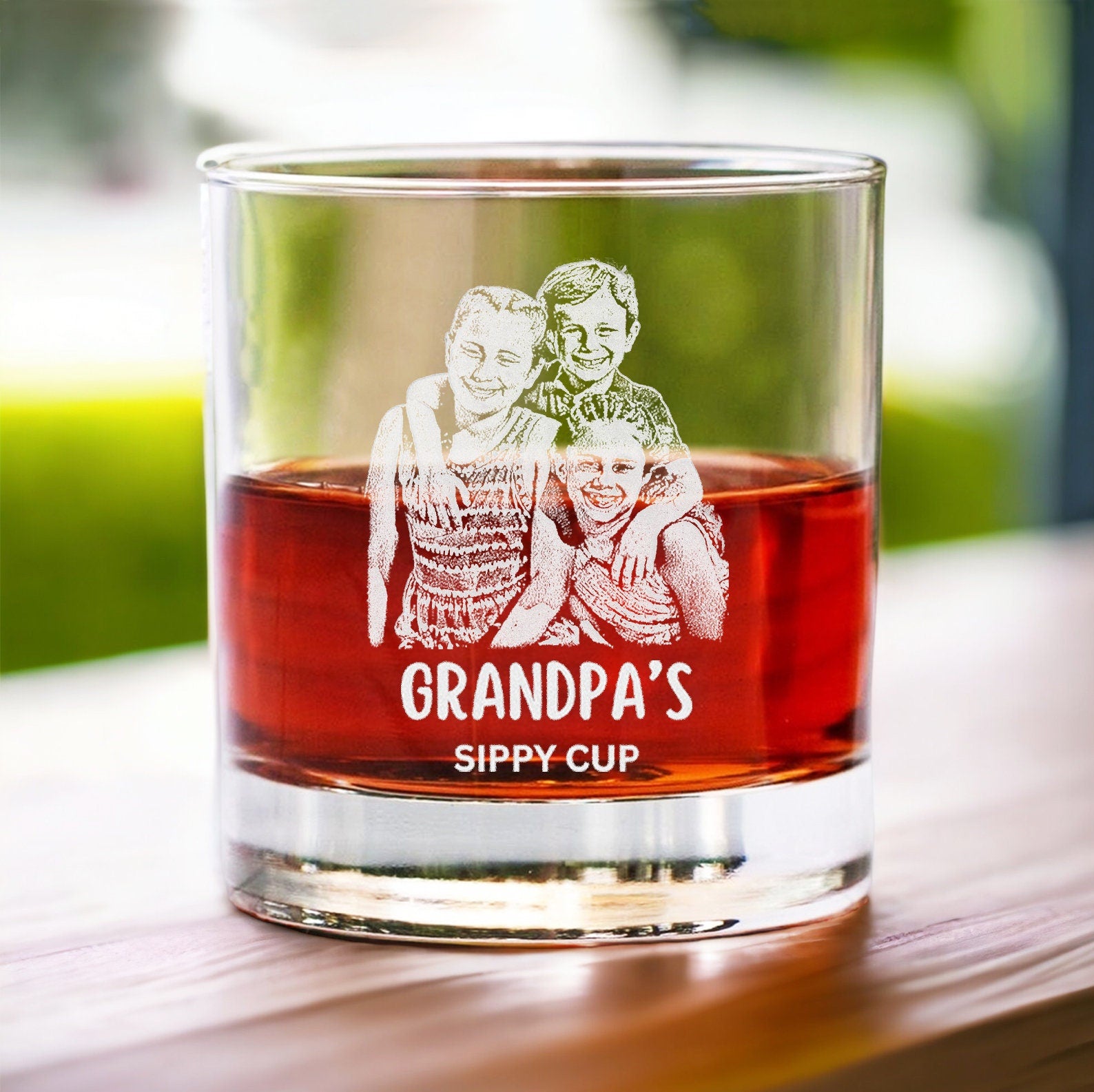 Custom Picture Rocks glass Father's day personalized whiskey glass