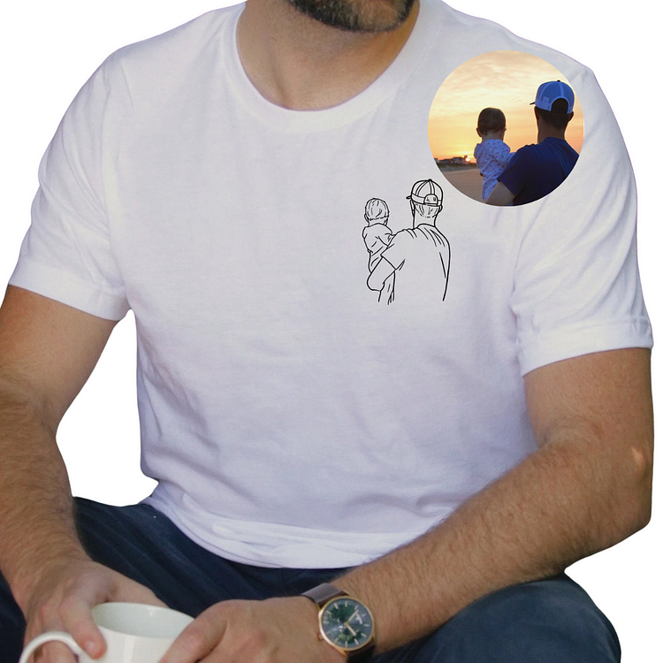 Dad and me-Custom Embroidered Photo Shirt For Dad,Gift for Husband