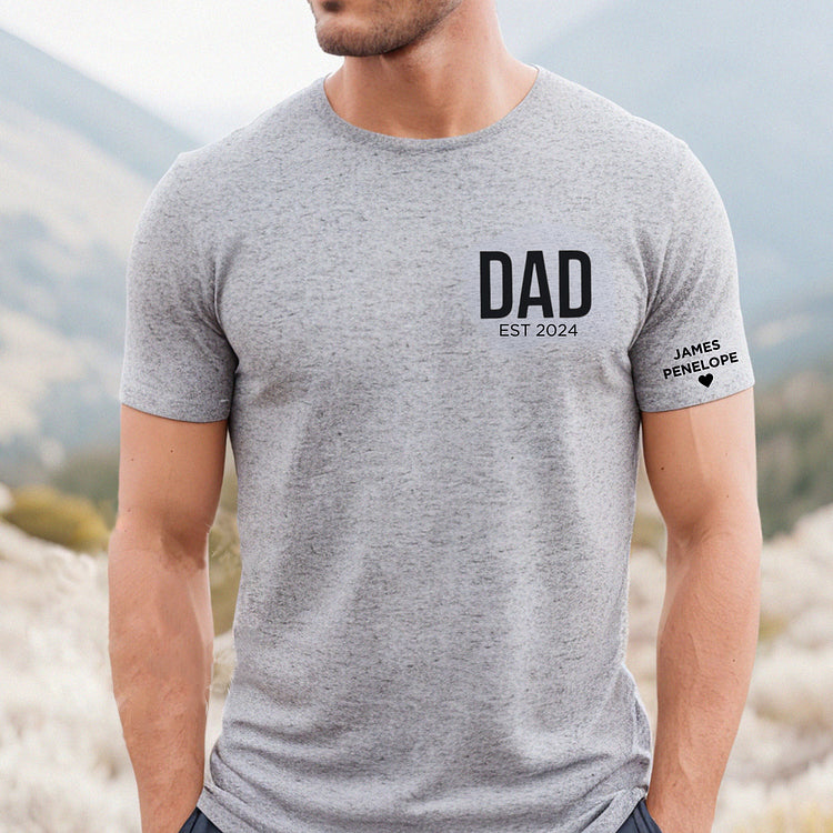 Dad's Love-Custom Dad Shirt with Kids Names On Sleeve