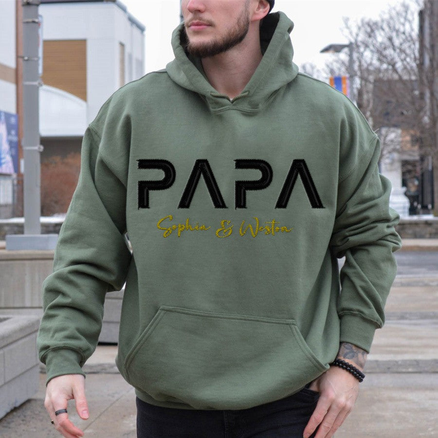 Custom Embroidered Papa Sweatshirt With Kids Name For Father's Day Gift Ideas