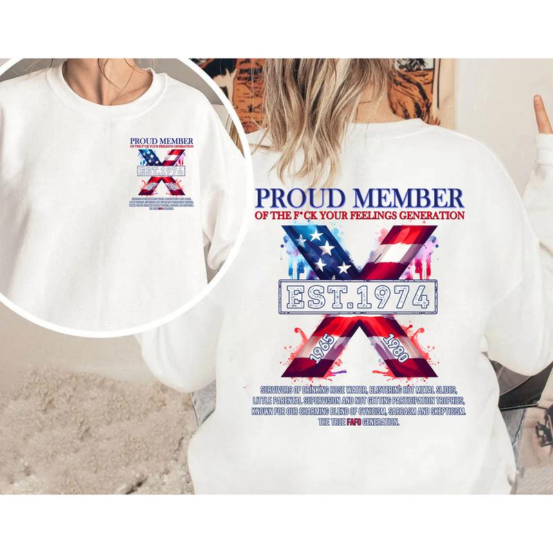 Custom Year FAFO Proud Member Gen X 2 Side  T-shirt, Proud  Member Flag Generation Shirt