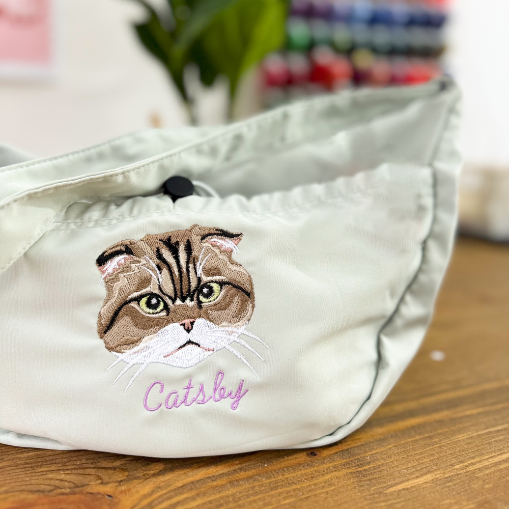 Embroidered Pet Portrait Cross Body Bag