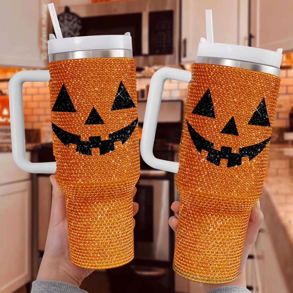 Halloween Tumbler - Personalized Pumpkin Bling 40 Oz Tumbler