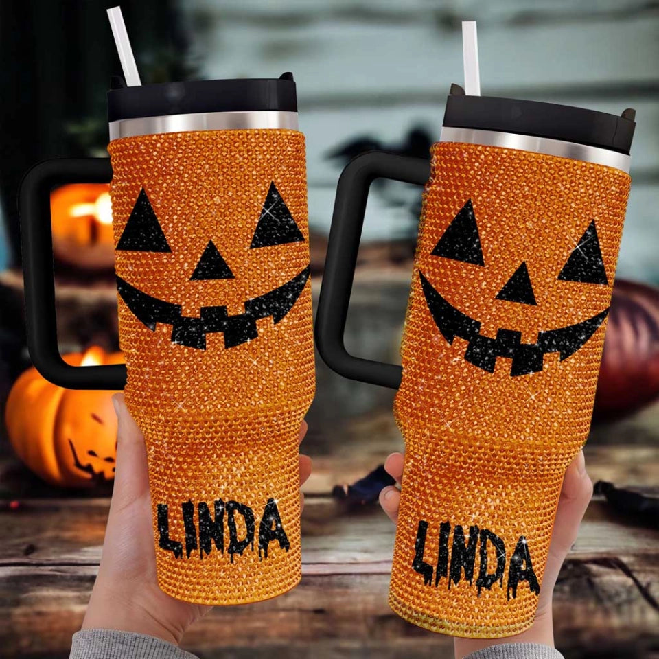 Halloween Tumbler - Personalized Pumpkin Bling 40 Oz Tumbler