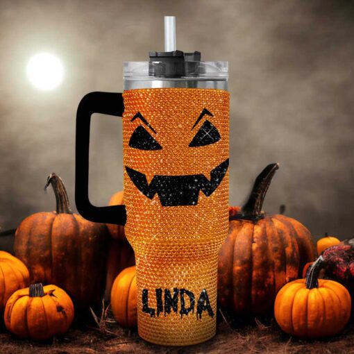 Halloween Tumbler - Personalized Pumpkin Bling 40 Oz Tumbler