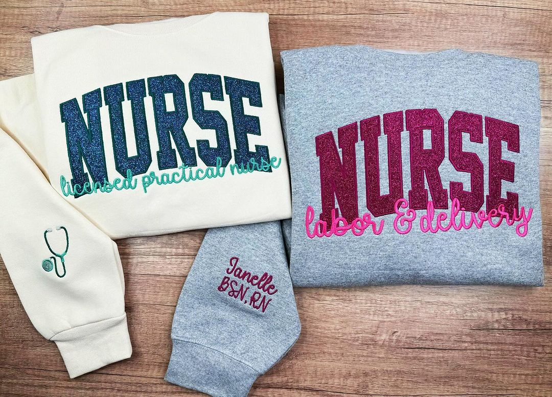 NURSE Scripted Glittered Sweatshirt