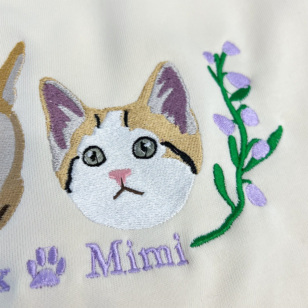 Custom Full Color Embroidered Hoodie/Sweatshirt With Pet Portrait Flower