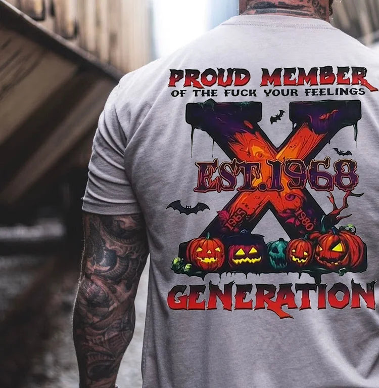 Custom EST Year Halloween Gen X Double Side Print Proud Member Fck Your Feelings Generation Sweatshirt