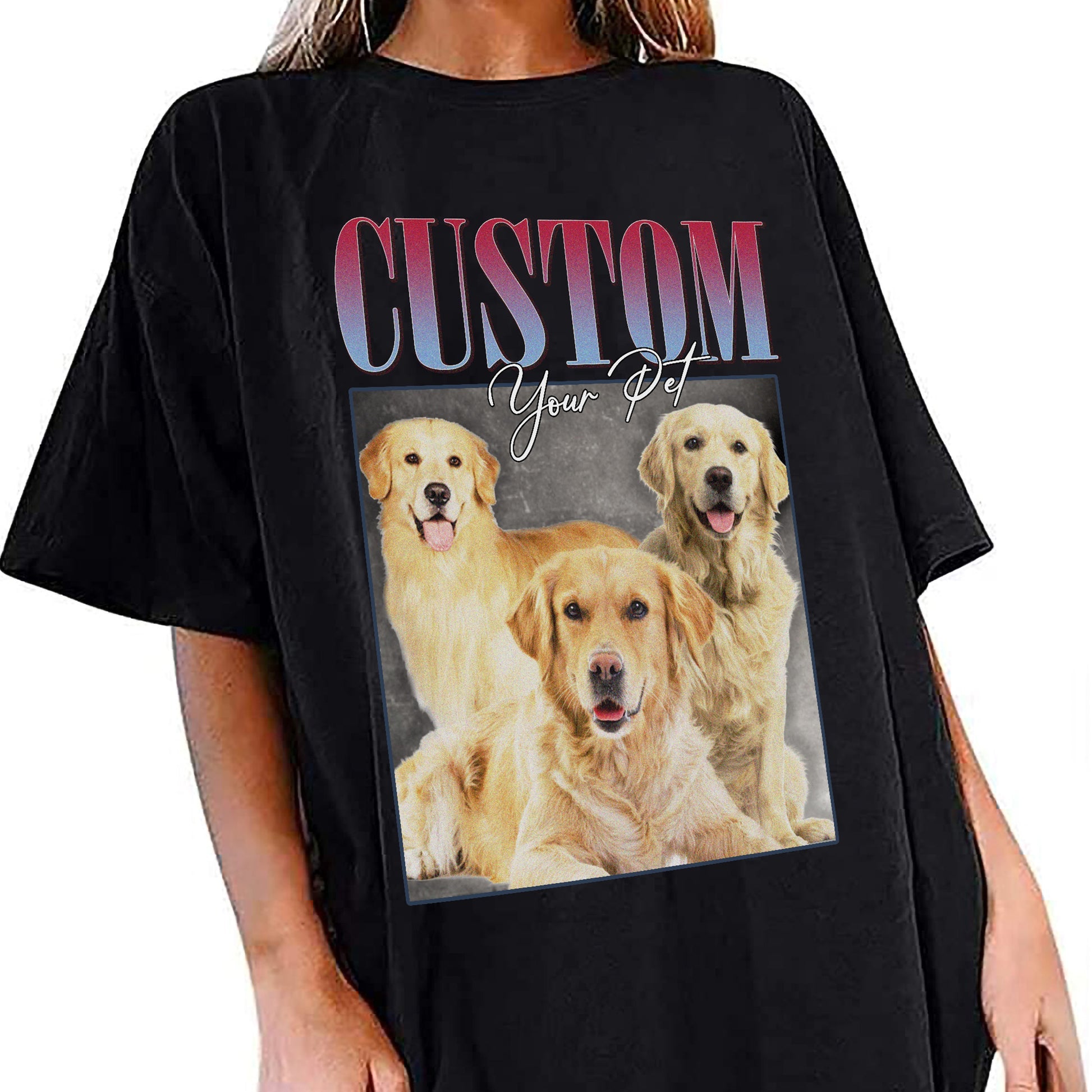 Custom Your Pet Photo T-Shirt, Comfort Color Personalized Vintage Style T-Shirts