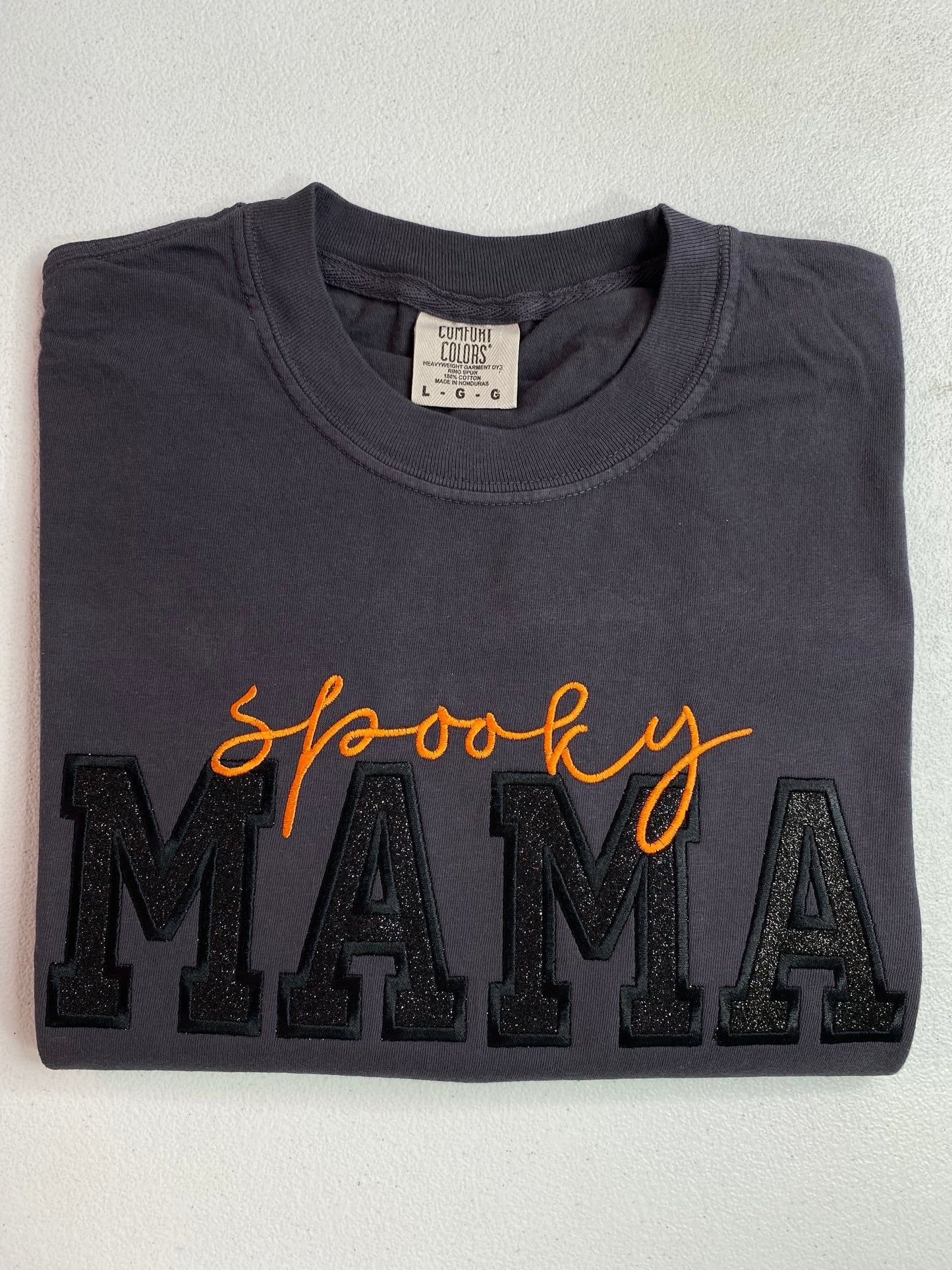 Custom Spooky Glitter Embroidered Mama Sweatshirt