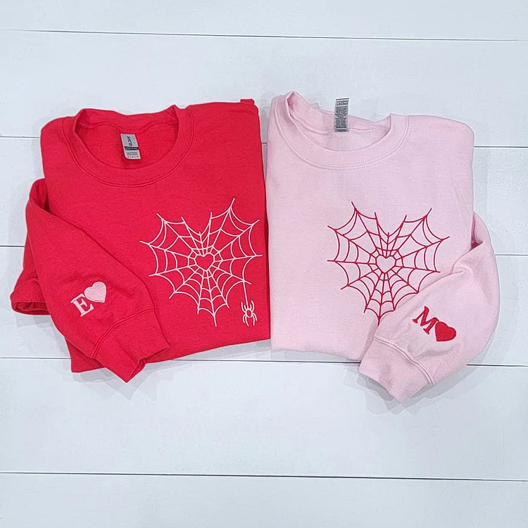 Custom Matching Spiderweb Heart Sweatshirt for Couples & Besties (buy 2 free shipping)