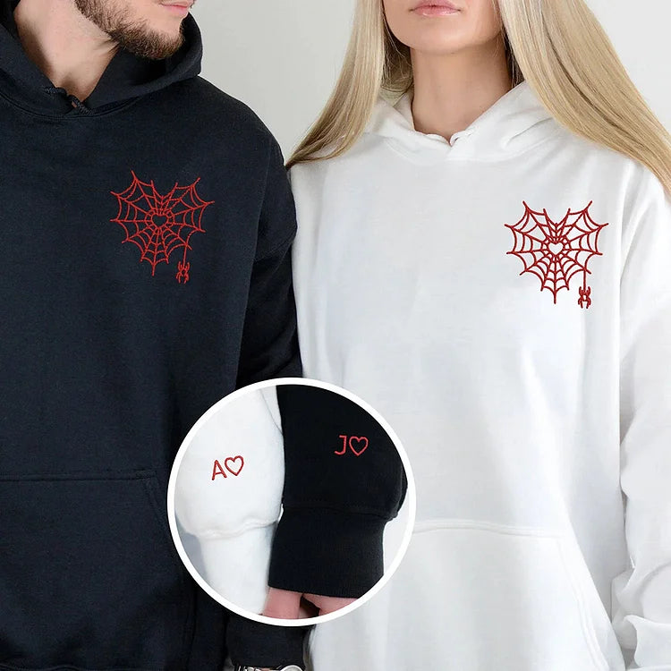 Custom Matching Spiderweb Heart Sweatshirt for Couples & Besties (buy 2 free shipping)