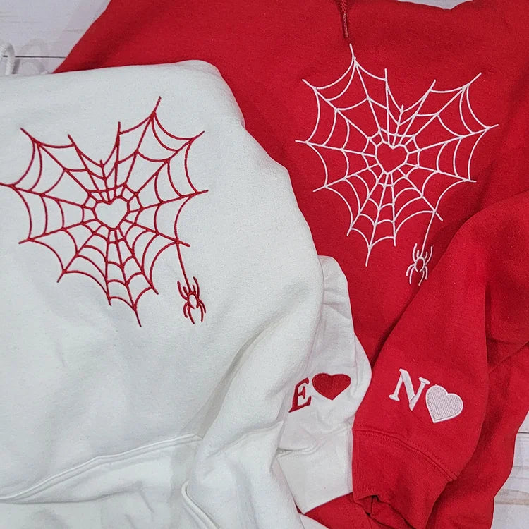 Custom Matching Spiderweb Heart Sweatshirt for Couples & Besties (buy 2 free shipping)