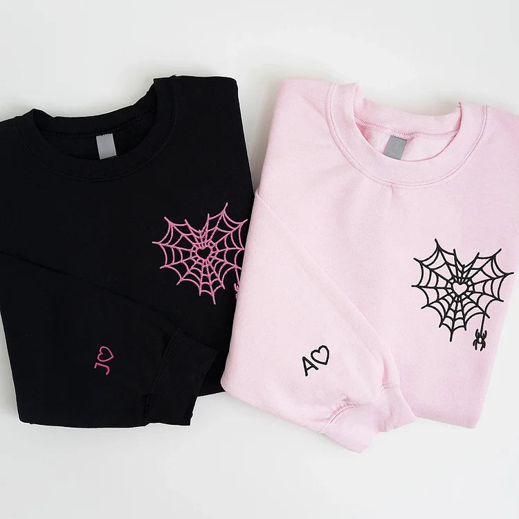 Custom Matching Spiderweb Heart Sweatshirt for Couples & Besties (buy 2 free shipping)