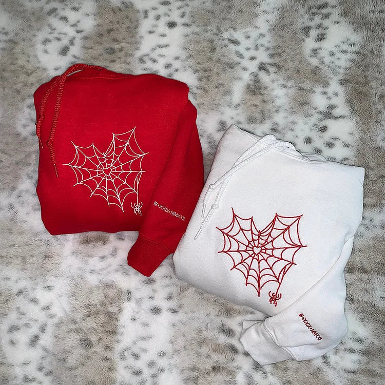 Custom Matching Spiderweb Heart Sweatshirt for Couples & Besties (buy 2 free shipping)