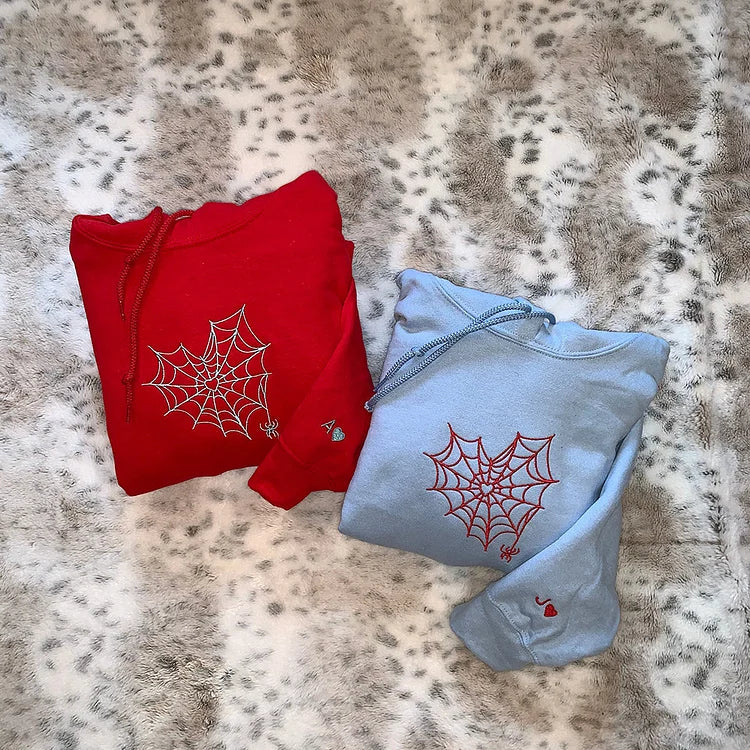 Custom Matching Spiderweb Heart Sweatshirt for Couples & Besties (buy 2 free shipping)