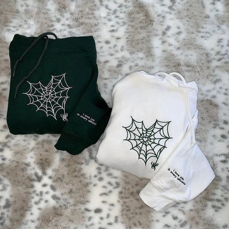 Custom Matching Spiderweb Heart Sweatshirt for Couples & Besties (buy 2 free shipping)