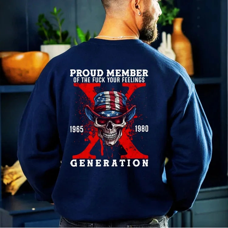 Custom Est Year Gen X Skull Proud Member Fck Your Feelings Generation Hoodie