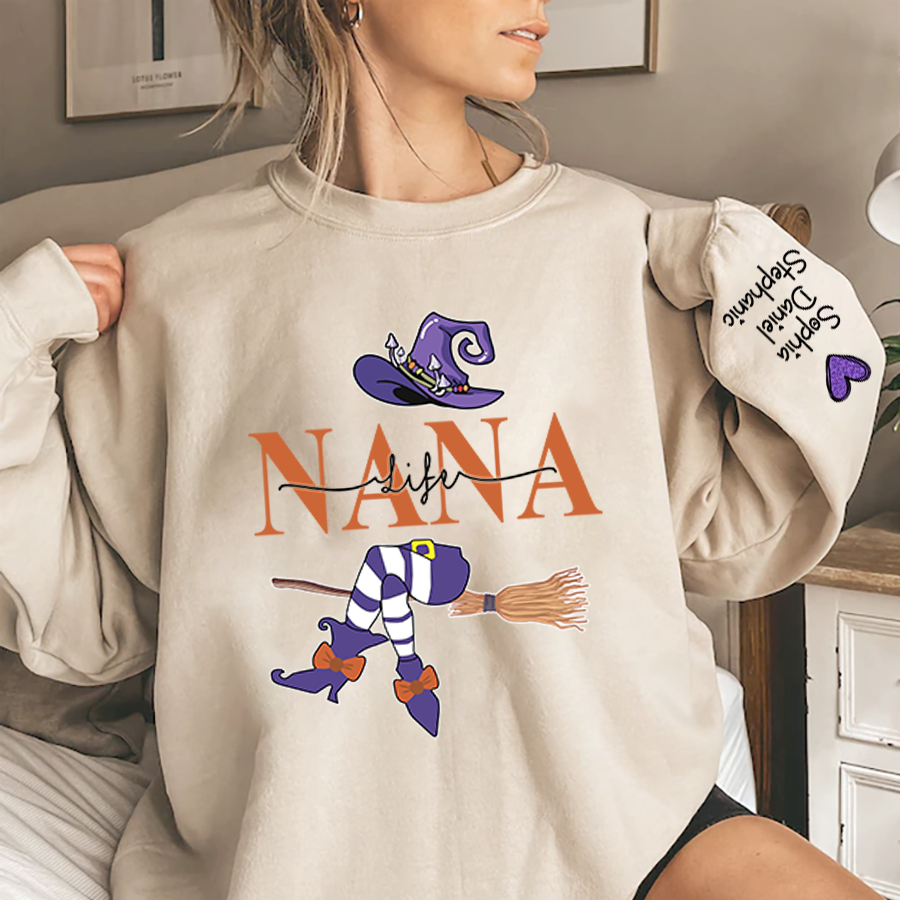 Personalized Gigi Life Witch Halloween Sweatshirt, Gma Halloween Sweatshirt