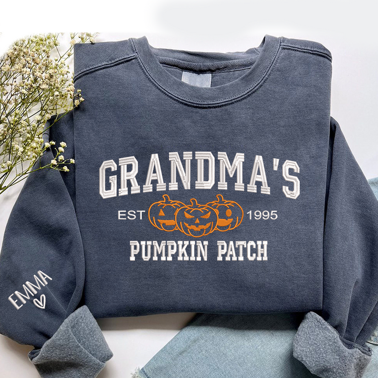 Custom Embroidered Grandma's Pumpkin Patch Sweatshirt