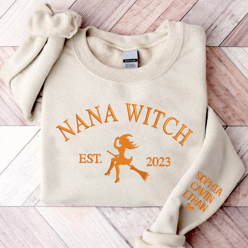 Custom Embroidered Nana Witch Est With Grandkids Sweatshirt