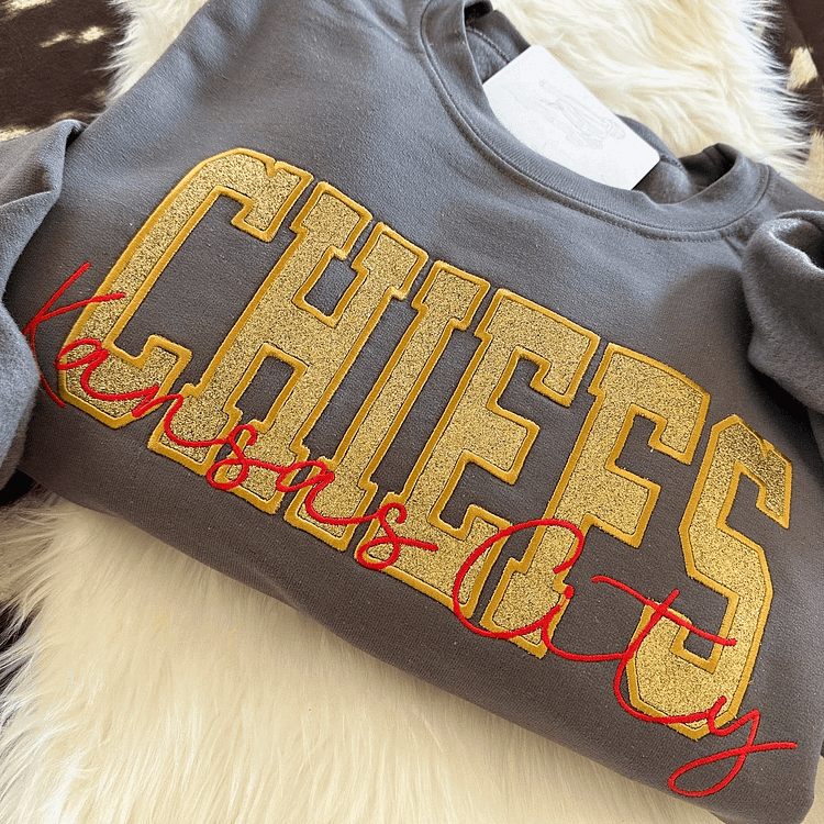 Custom Embroidered Glitter Viny Team Sweatshirt