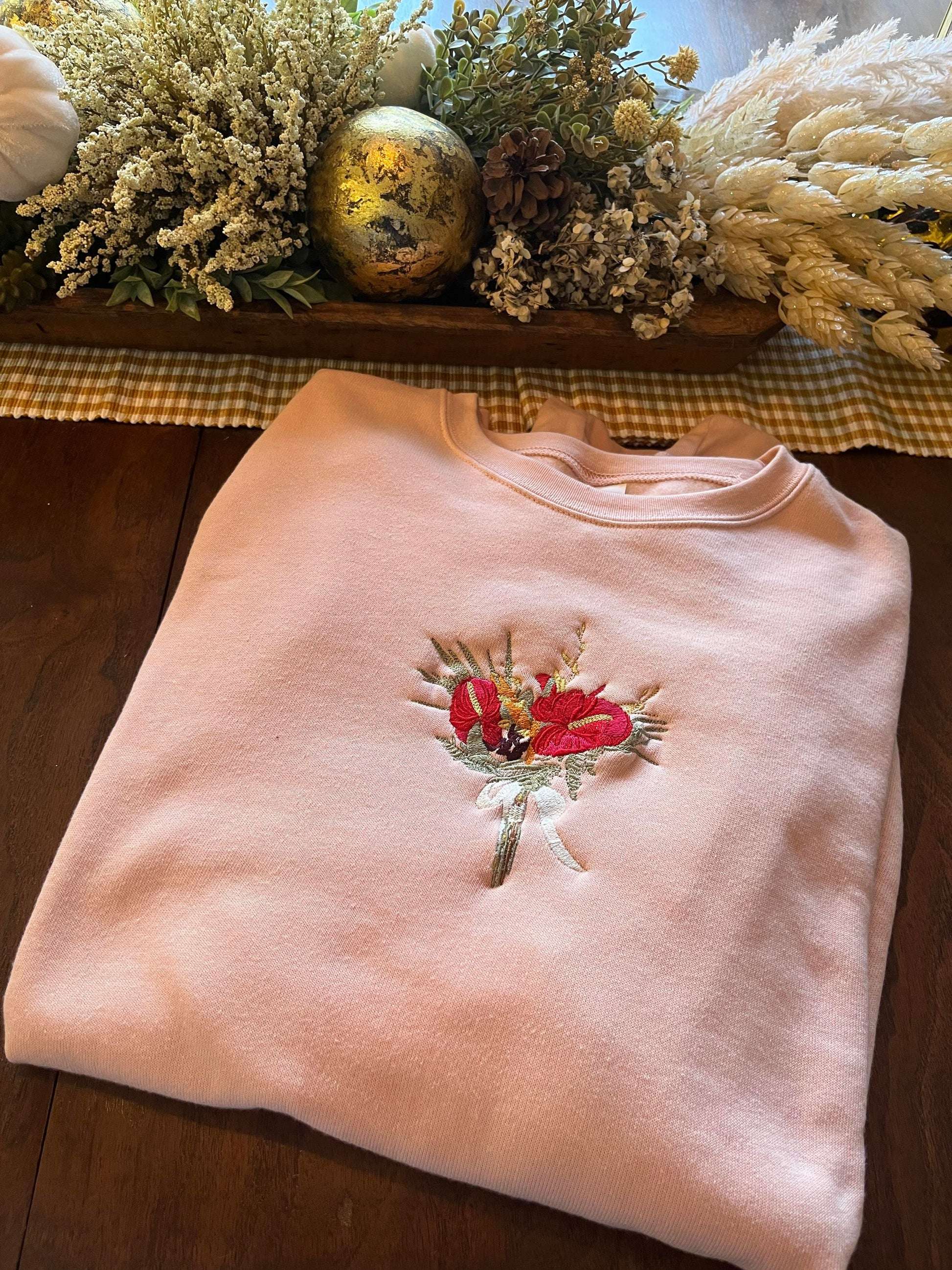 Custom Embroidered Wedding Bouquet Sweatshirt