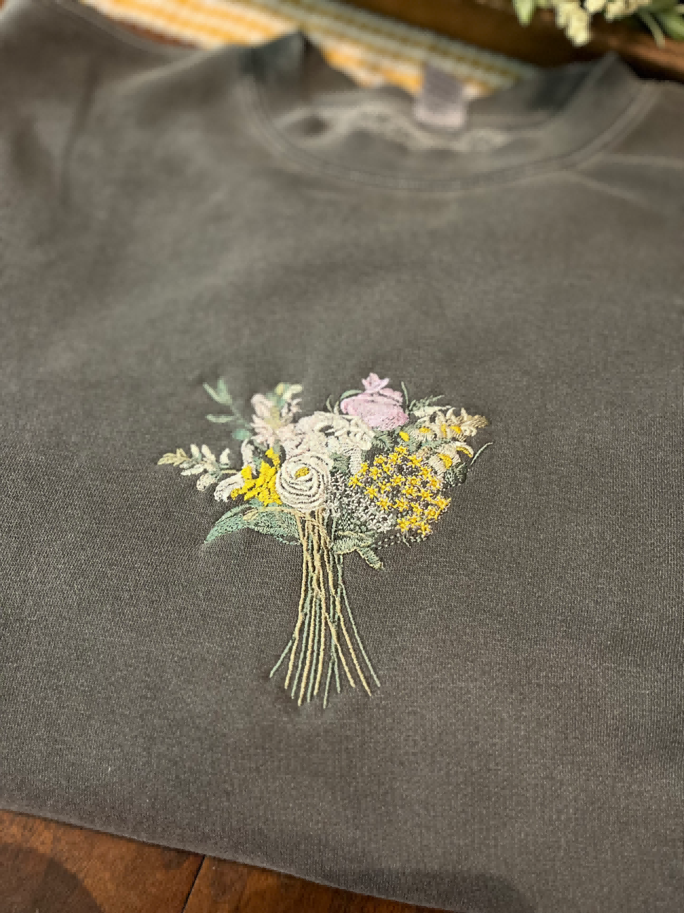 Custom Embroidered Wedding Bouquet Sweatshirt