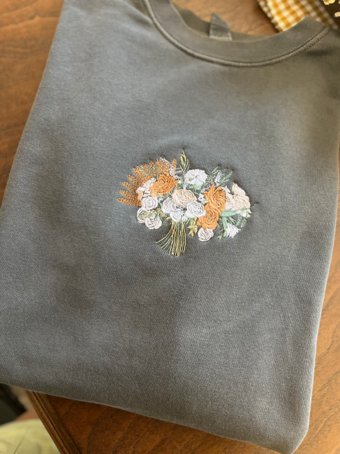 Custom Embroidered Wedding Bouquet Sweatshirt