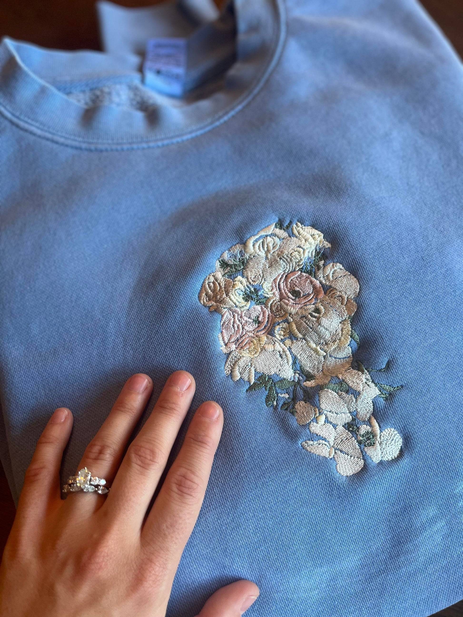 Custom Embroidered Wedding Bouquet Sweatshirt