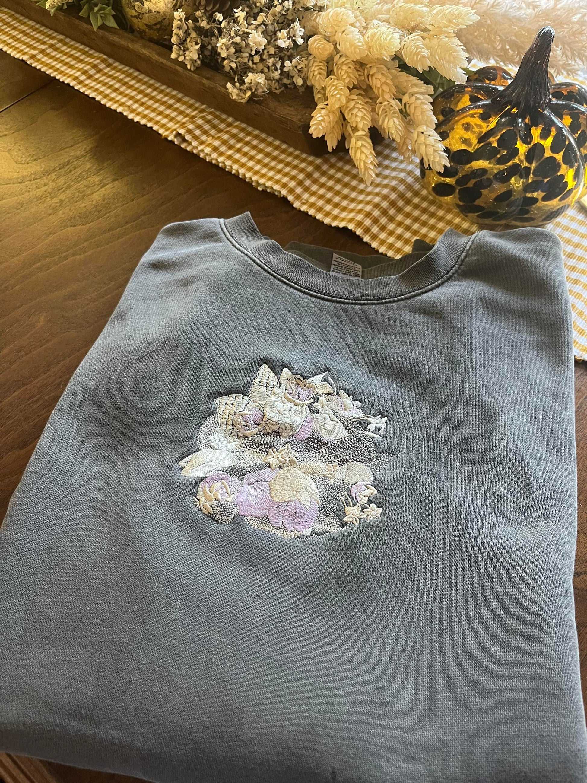 Custom Embroidered Wedding Bouquet Sweatshirt