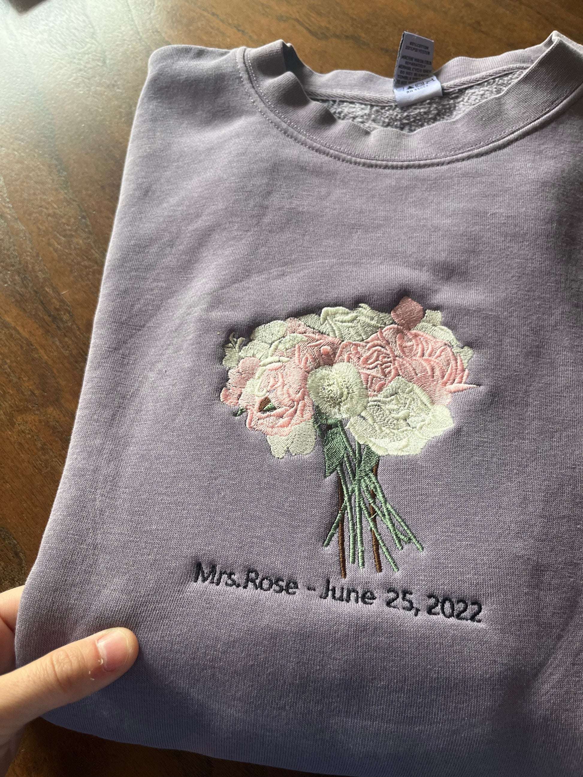 Custom Embroidered Wedding Bouquet Sweatshirt