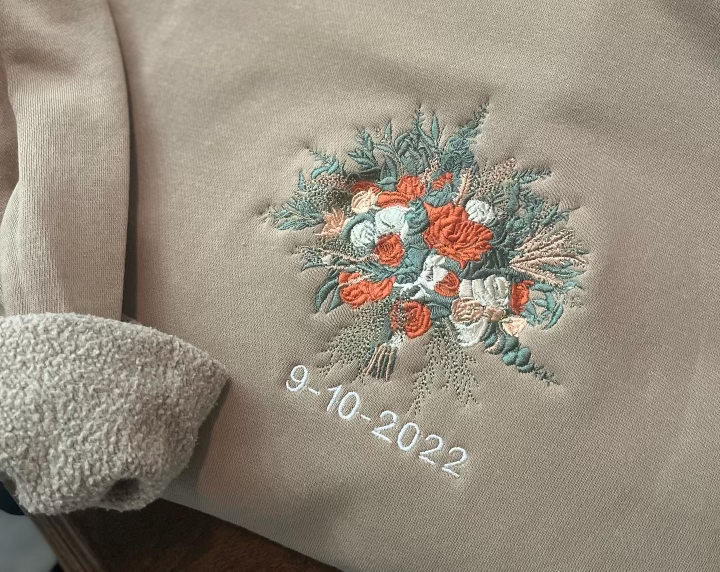 Custom Embroidered Wedding Bouquet Sweatshirt