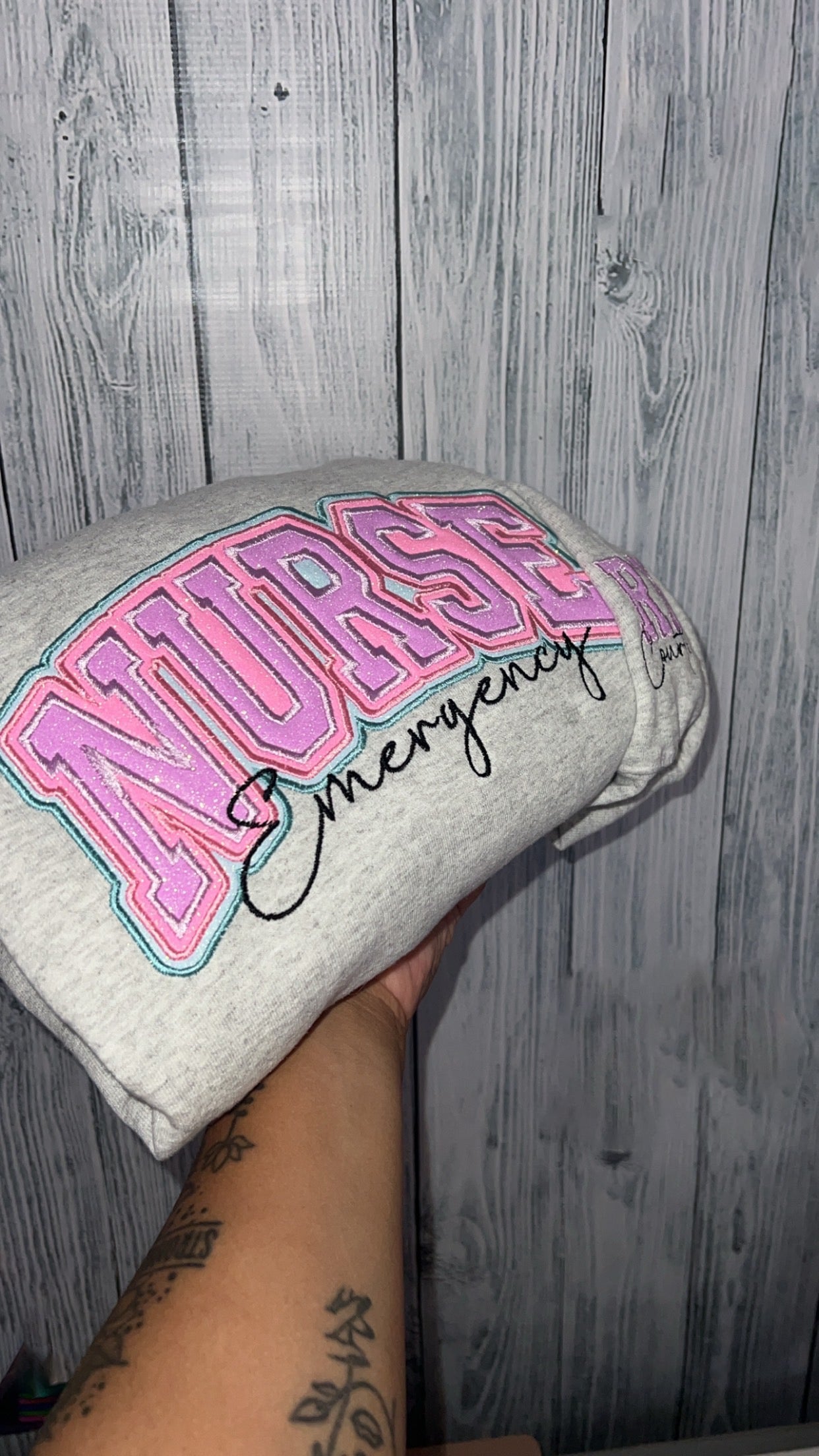 Custom Triple Layered Embroidered Glitter Crewneck