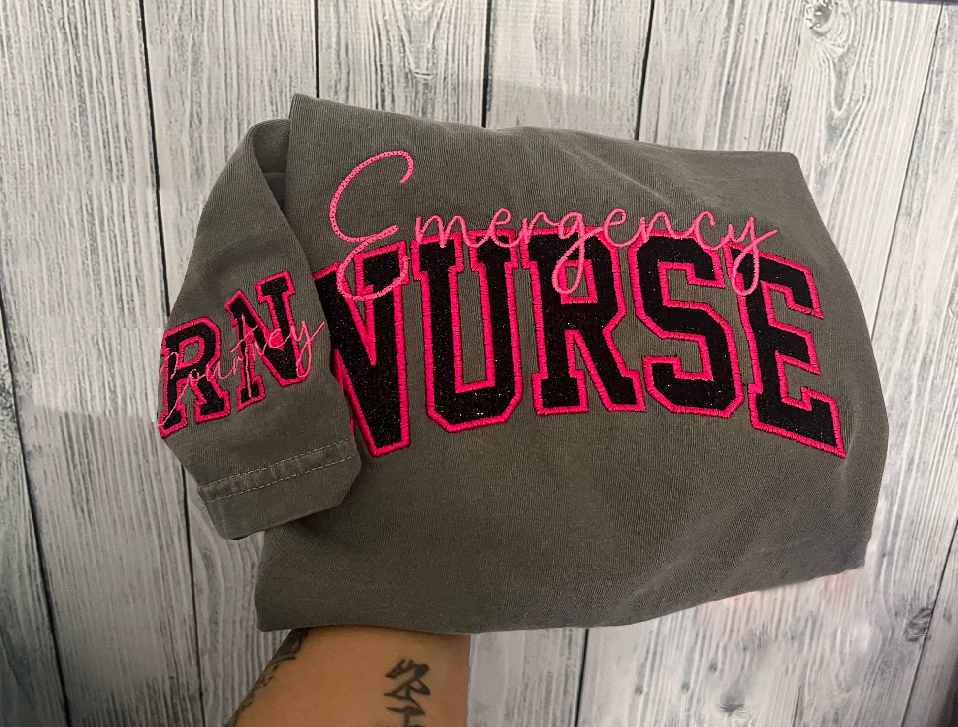 Custom Embroidered Glittered Nurse Sweatshirt