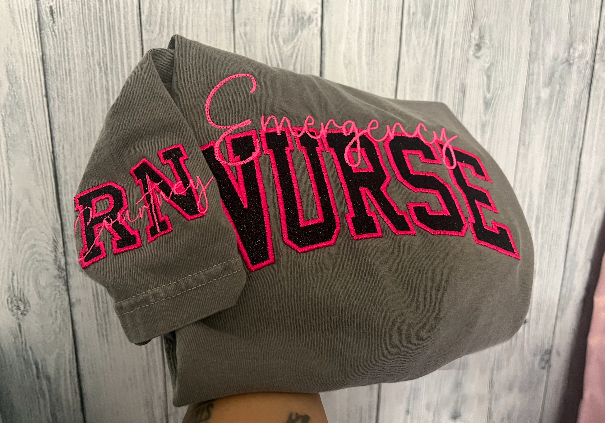 Custom Embroidered Glittered Nurse Sweatshirt