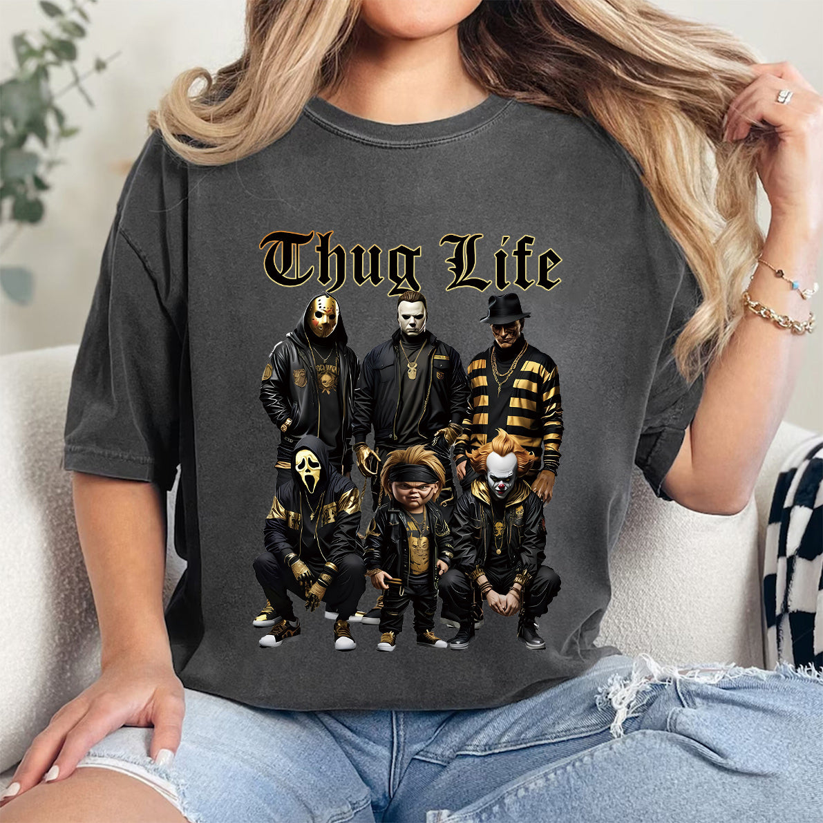 Halloween Vintage Black Gold Chug Life Shirt