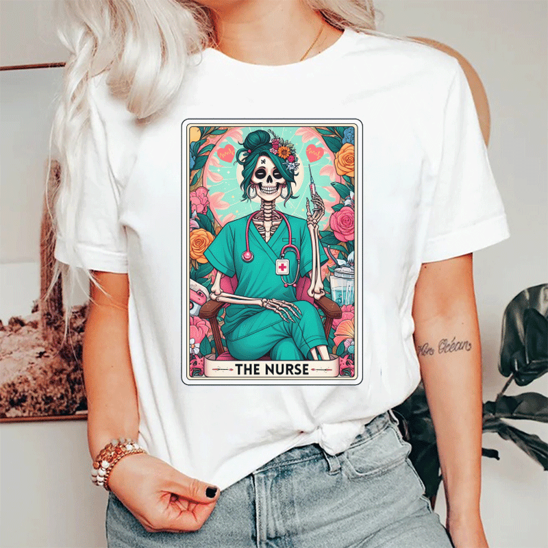 The Nurse Colorful Flowers Nurse T-shirt