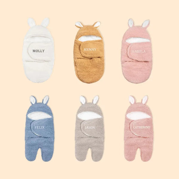 Personalized Bunny Baby Swaddle Infant Sleeping Bag Blanket